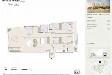 Rzut - Mieszkanie na sprzedaż 3 pokoje o powierzchni 164,44 m² - numer P1P1C w Termica Beach