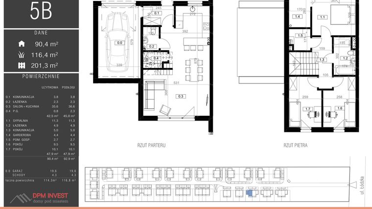 Rzut - Dom na sprzedaż 4 pokoje o powierzchni 114,3 m² - numer 5B w Family Park Ksawerów IV