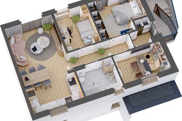 Rzut - Mieszkanie na sprzedaż 4 pokoje o powierzchni 60,85 m² - numer 9F w Słoneczny Nowy Otok - Malownicza IV