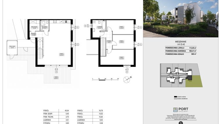 Rzut - Dom na sprzedaż 4 pokoje o powierzchni 113,49 m² - numer I.A1.D.42 w Port Drzewny