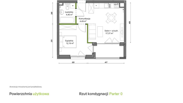 Rzut - Mieszkanie na sprzedaż 2 pokoje o powierzchni 38,45 m² - numer C2/F/03 w Orawska Vita