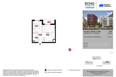 Rzut - Mieszkanie na sprzedaż 2 pokoje o powierzchni 38,18 m² - numer A.337 w Modern Mokotów