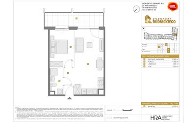 Rzut - Mieszkanie na sprzedaż 2 pokoje o powierzchni 42,71 m² - numer D.41 w Apartamenty Rudnickiego