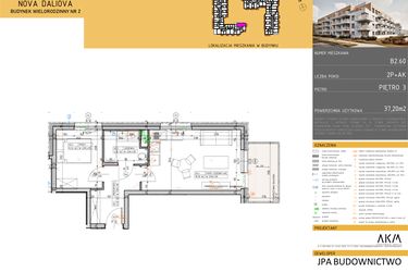 Rzut - Mieszkanie na sprzedaż 2 pokoje o powierzchni 37,2 m² - numer B2.60 w Nova Daliova