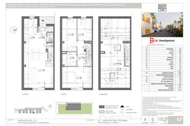Rzut - Dom na sprzedaż 4 pokoje o powierzchni 113,27 m² - numer C.7 w Nova Wola Park