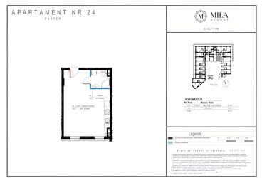 Rzut - Mieszkanie na sprzedaż 1 pokój o powierzchni 36,64 m² - numer 24 w Miła Resort