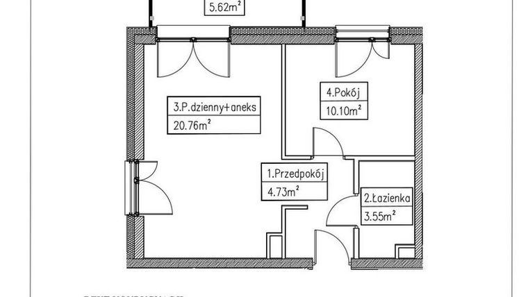 Rzut - Mieszkanie na sprzedaż 2 pokoje o powierzchni 39,14 m² - numer 10 w Działkowa 68