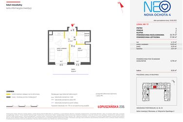 Rzut - Mieszkanie na sprzedaż 2 pokoje o powierzchni 32,7 m² - numer 58 w Neo Nova Ochota 4