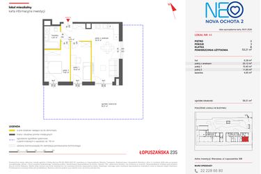 Rzut - Mieszkanie na sprzedaż 3 pokoje o powierzchni 53,17 m² - numer 44 w Neo Nova Ochota 2