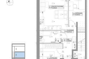 Rzut - Mieszkanie na sprzedaż 3 pokoje o powierzchni 51,15 m² - numer 59 w Boska Ksawerowska IV