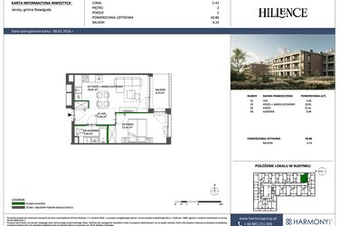 Rzut - Mieszkanie na sprzedaż 2 pokoje o powierzchni 40,8 m² - numer C-42 w Hillence etap 3