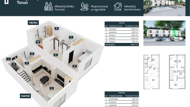 Rzut - Dom na sprzedaż 5 pokoi o powierzchni 90,21 m² - numer C1 w Domy Stary Toruń