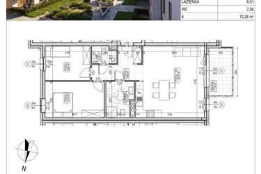 Rzut - Mieszkanie na sprzedaż 3 pokoje o powierzchni 70,26 m² - numer M.B8.01.36 w Osiedle Harmonia bud. B8