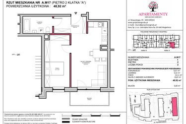 Rzut - Mieszkanie na sprzedaż 2 pokoje o powierzchni 48,92 m² - numer A.17 w Apartamenty Grójeckie Ogrody