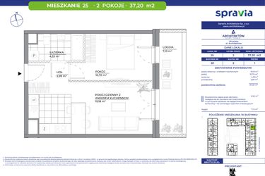 Rzut - Mieszkanie na sprzedaż 2 pokoje o powierzchni 37,2 m² - numer B1_25 w Architektów