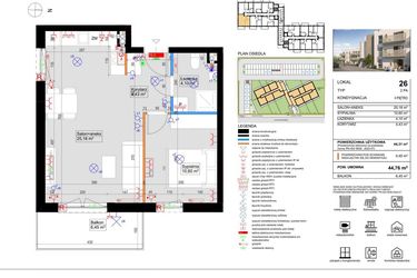 Rzut - Mieszkanie na sprzedaż 2 pokoje o powierzchni 44,31 m² - numer 26 w Harmony Antoninek