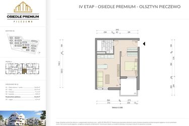 Rzut - Mieszkanie na sprzedaż 2 pokoje o powierzchni 41,1 m² - numer B1.22 w Osiedle Premium etap IV