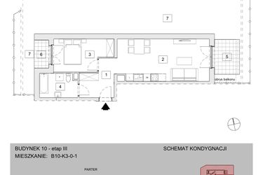 Rzut - Mieszkanie na sprzedaż 2 pokoje o powierzchni 48,4 m² - numer B10-K3-0-1 w Żerniki na Novo III