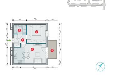Rzut - Mieszkanie na sprzedaż 2 pokoje o powierzchni 38,93 m² - numer 7.36 w Osiedle Uniwersyteckie etap III