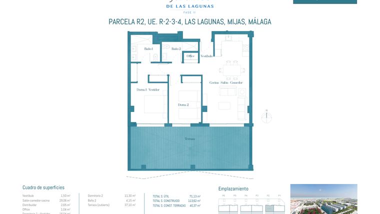 Rzut - Mieszkanie na sprzedaż 2 pokoje o powierzchni 113,62 m² - numer JL2-20A w Jardines de las Lagunas