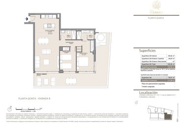 Rzut - Mieszkanie na sprzedaż 2 pokoje o powierzchni 125 m² - numer 5B w Torre Biznaga
