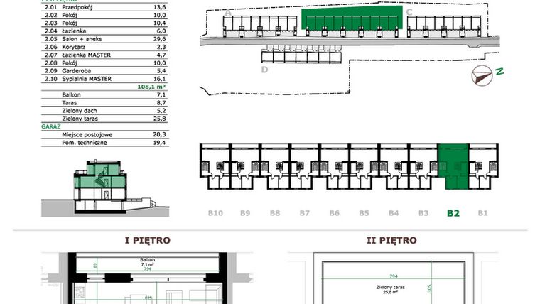 Rzut - Mieszkanie na sprzedaż 5 pokoi o powierzchni 108,1 m² - numer B2.2 w Dębowe Zacisze