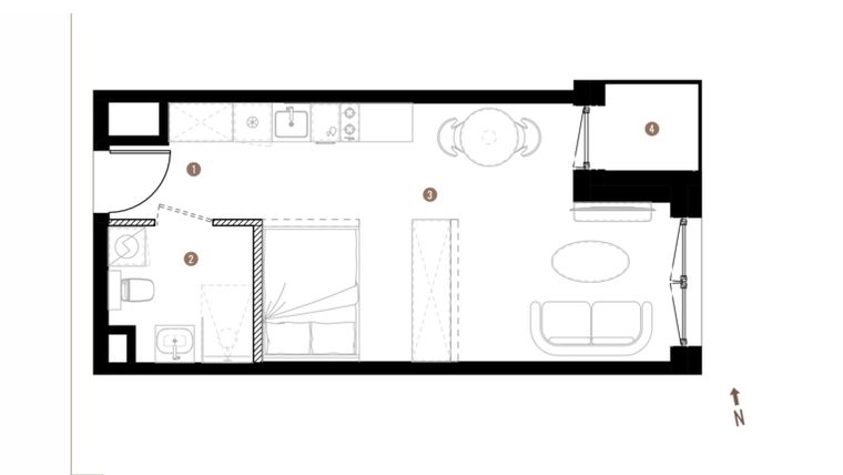 Rzut - Mieszkanie na sprzedaż 1 pokój o powierzchni 31,18 m² - numer A1.6.06 w Belg Apartamenty etap II