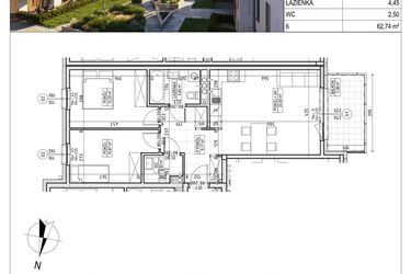 Rzut - Mieszkanie na sprzedaż 3 pokoje o powierzchni 62,74 m² - numer M.B8.01.08 w Osiedle Harmonia bud. B8