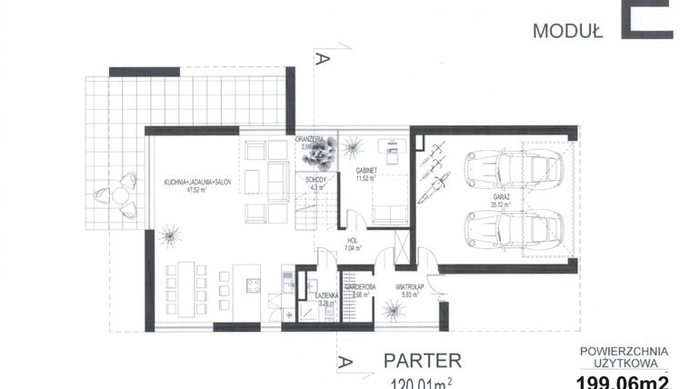 Rzut - Dom na sprzedaż 6 pokoi o powierzchni 202,13 m² - numer E- 244 w Mników Zielona Dolina