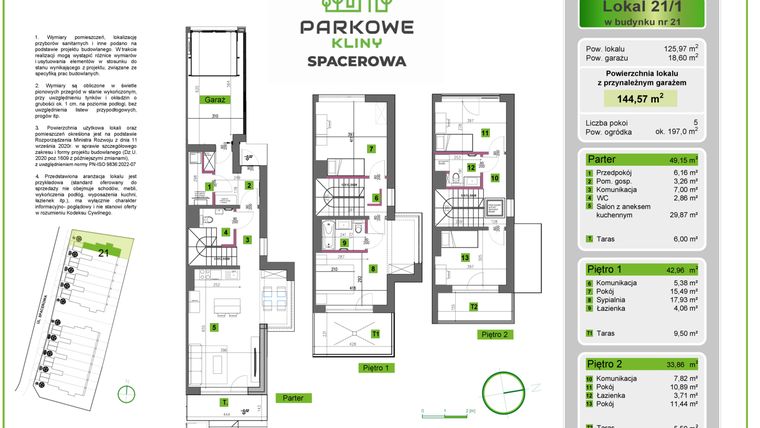 Rzut - Dom na sprzedaż 5 pokoi o powierzchni 144,57 m² - numer 21/1 w Parkowe Kliny