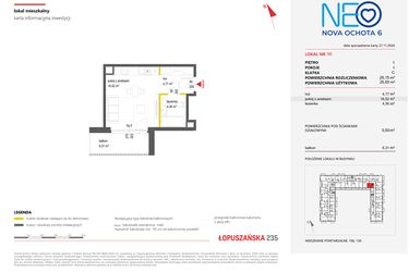 Rzut - Mieszkanie na sprzedaż 1 pokój o powierzchni 26,15 m² - numer 96 w Neo Nova Ochota 6