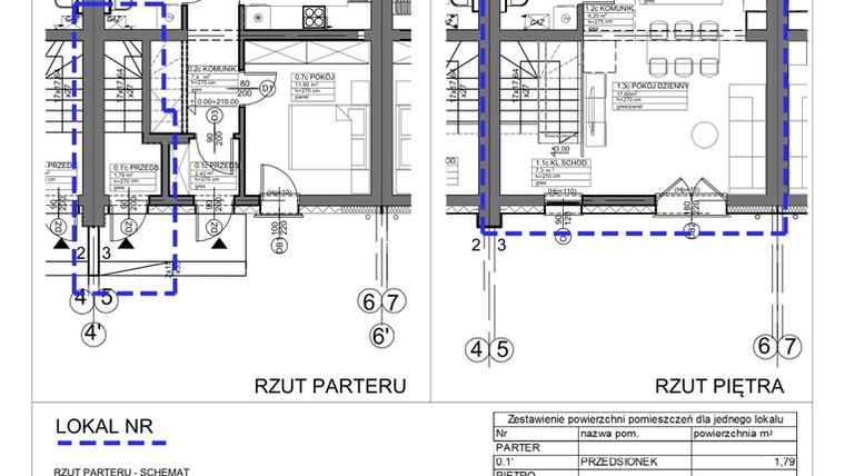 Rzut - Mieszkanie na sprzedaż 3 pokoje o powierzchni 63,87 m² - numer 6 w Apartamenty Koluszki