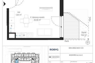 Rzut - Mieszkanie na sprzedaż 1 pokój o powierzchni 35,11 m² - numer J.1M09 w Nadmotławie Apartments etap J