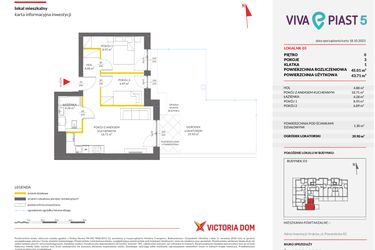 Rzut - Mieszkanie na sprzedaż 3 pokoje o powierzchni 45,01 m² - numer A.3 w Viva Piast 5
