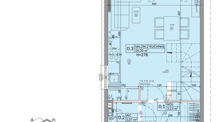 Rzut - Dom na sprzedaż 3 pokoje o powierzchni 68,42 m² - numer 36A w Osiedle Słoneczne etap IV