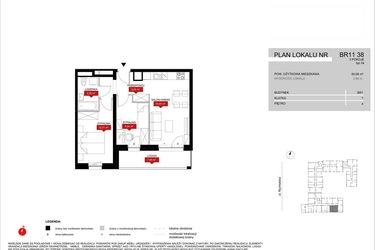 Rzut - Mieszkanie na sprzedaż 3 pokoje o powierzchni 50,04 m² - numer BR11/38 w Browary Wrocławskie 2