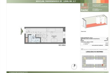 Rzut - Mieszkanie na sprzedaż 1 pokój o powierzchni 18,58 m² - numer 2.7 w START PARK
