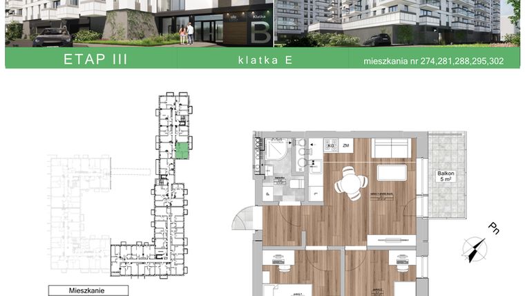 Rzut - Mieszkanie na sprzedaż 3 pokoje o powierzchni 44,2 m² - numer 288 w Ciepła 38 Apartamenty