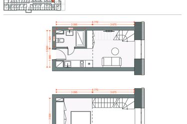 Rzut - Mieszkanie na sprzedaż 2 pokoje o powierzchni 33,52 m² - numer 83 w Legionów 102