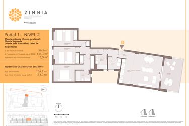 Rzut - Mieszkanie na sprzedaż 3 pokoje o powierzchni 112 m² - numer 11D w Zinnia