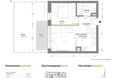 Rzut - Mieszkanie na sprzedaż 2 pokoje o powierzchni 35,86 m² - numer B3/B/05 w Ceglana Park