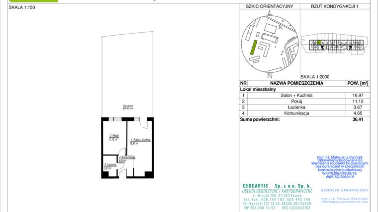 Rzut - Mieszkanie na sprzedaż 2 pokoje o powierzchni 36,41 m² - numer 10C/4 w Jasielska 8C etap II