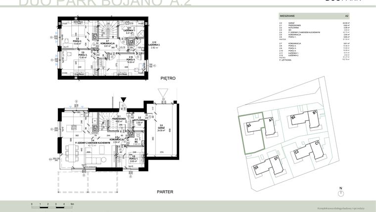 Rzut - Dom na sprzedaż 5 pokoi o powierzchni 152,76 m² - numer A2 w DUO Park Bojano