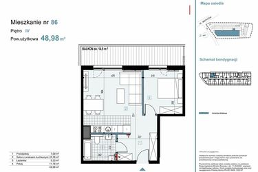 Rzut - Mieszkanie na sprzedaż 2 pokoje o powierzchni 48,98 m² - numer 86 w Medyków 32