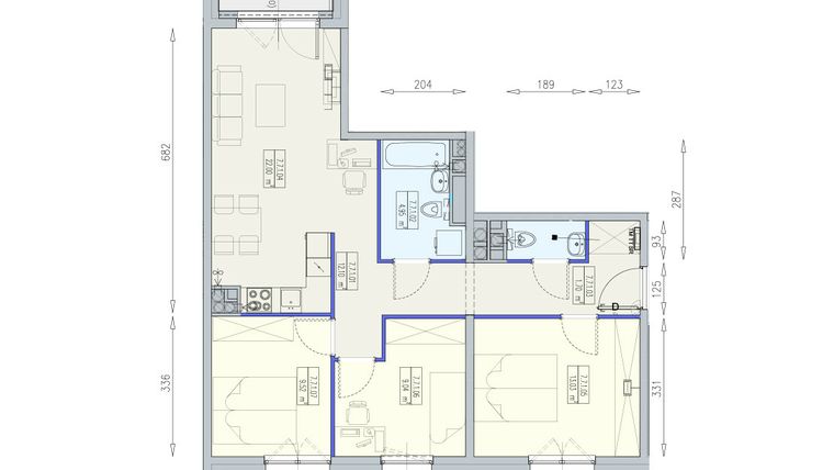 Rzut - Mieszkanie na sprzedaż 4 pokoje o powierzchni 72,35 m² - numer K2 7/7/1/4a w Południk 17 - budynek K2
