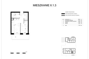 Rzut - Mieszkanie na sprzedaż 2 pokoje o powierzchni 36,28 m² - numer II.1.3 w Pryncypalna 66