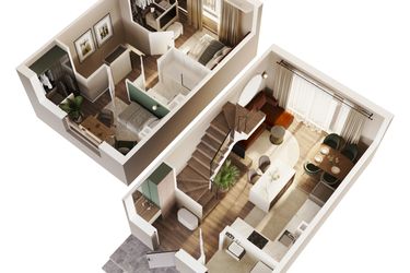 Rzut - Dom na sprzedaż 3 pokoje o powierzchni 60,54 m² - numer 9B w Osiedle Stokrotki etap 2