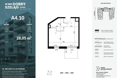 Rzut - Mieszkanie na sprzedaż 1 pokój o powierzchni 28,05 m² - numer A4.10 w Dobry Szeląg