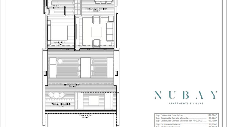 Rzut - Mieszkanie na sprzedaż 2 pokoje o powierzchni 85,42 m² - numer 12B w Nubay