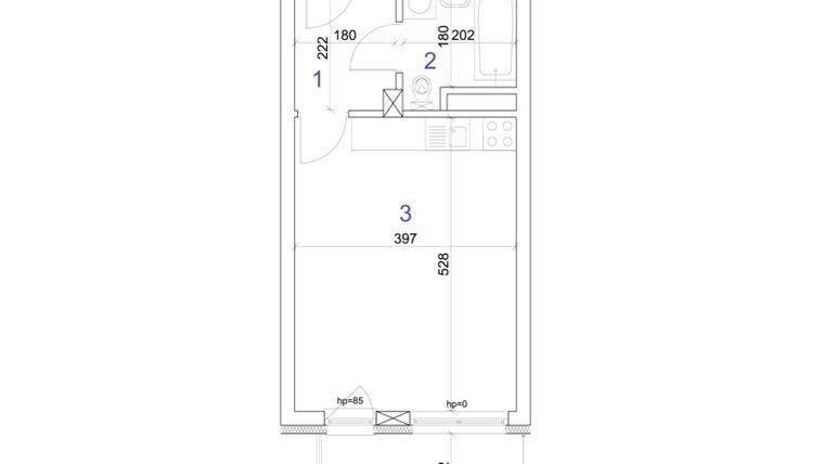 Rzut - Mieszkanie na sprzedaż 1 pokój o powierzchni 28,74 m² - numer 6A.27 w Mierzeja Wiślana etap IV